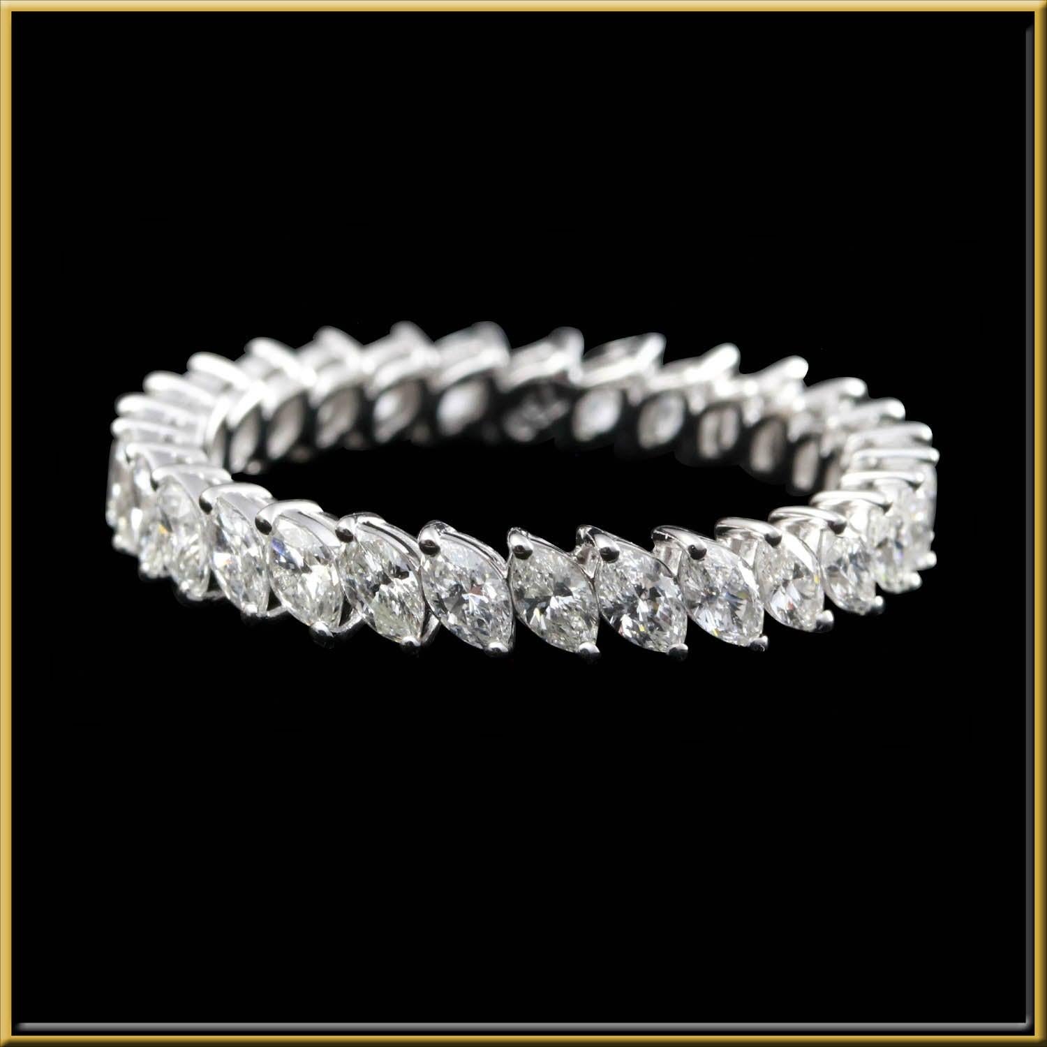 For Sale:  Marquise Cut Diamond Eternity Ring in 18 Karat Gold 3