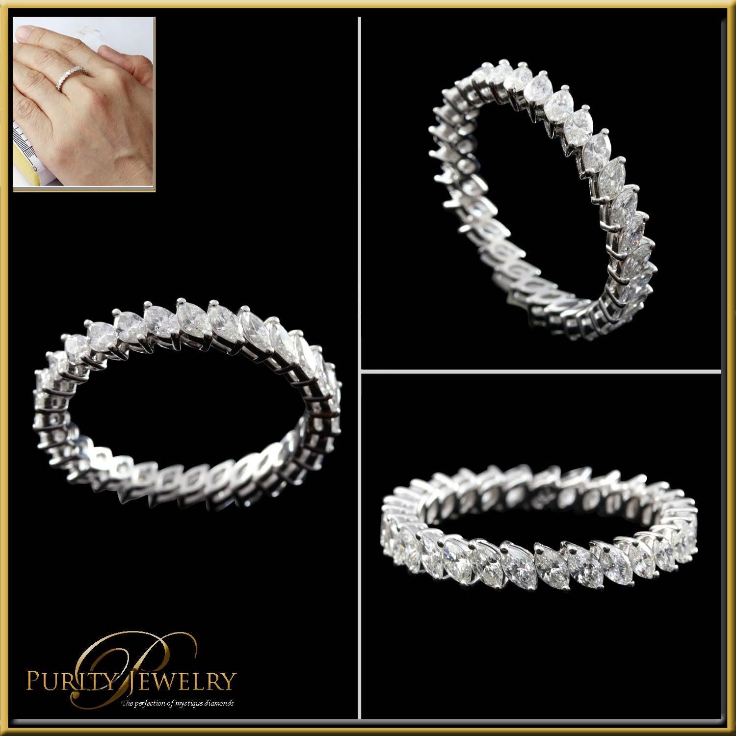 For Sale:  Marquise Cut Diamond Eternity Ring in 18 Karat Gold 4
