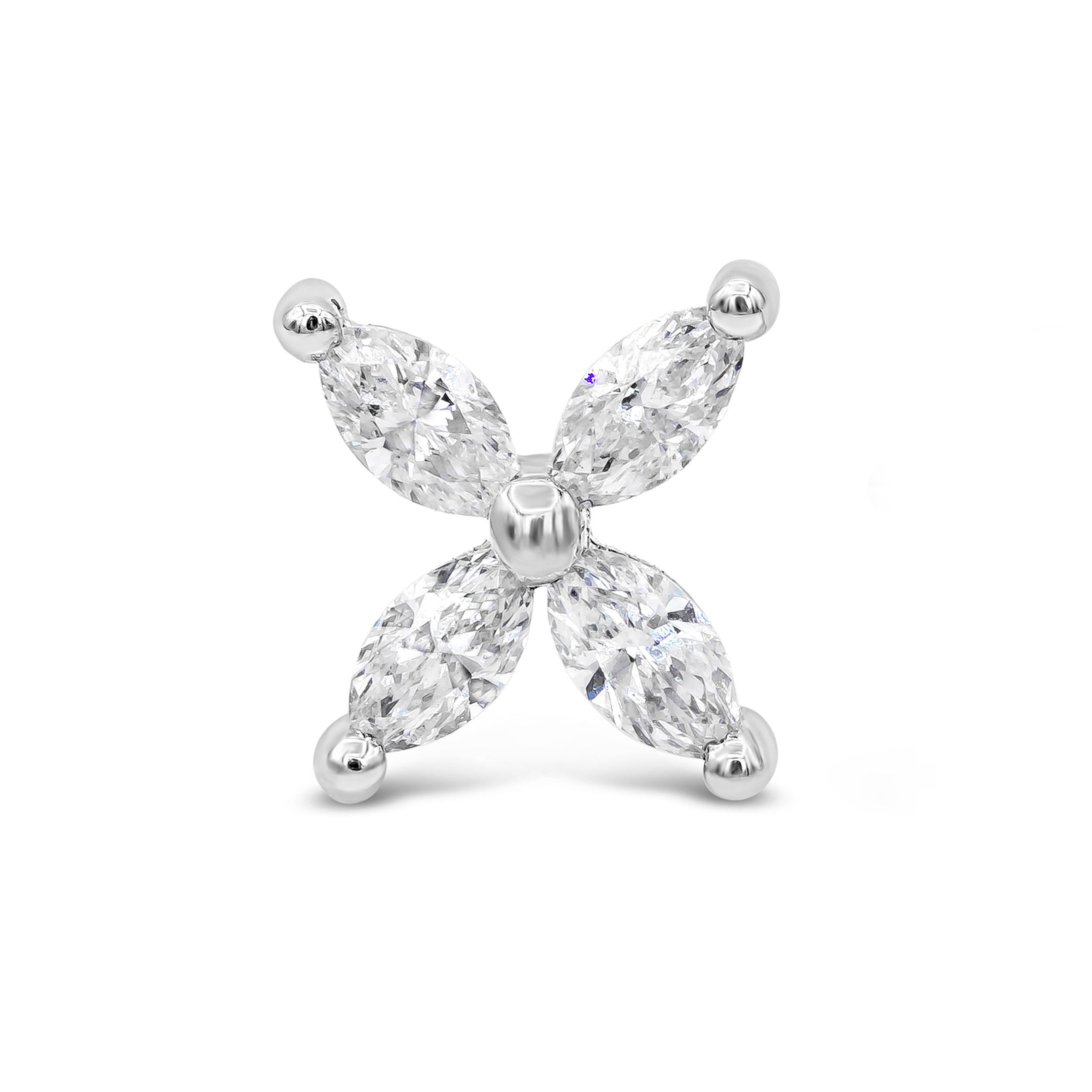 Roman Malakov, Marquise Cut Diamond Flower Stud Earrings In New Condition In New York, NY