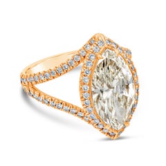 Roman Malakov 3.17 Carats Marquise Cut Diamond Halo Engagement Ring in Rose Gold