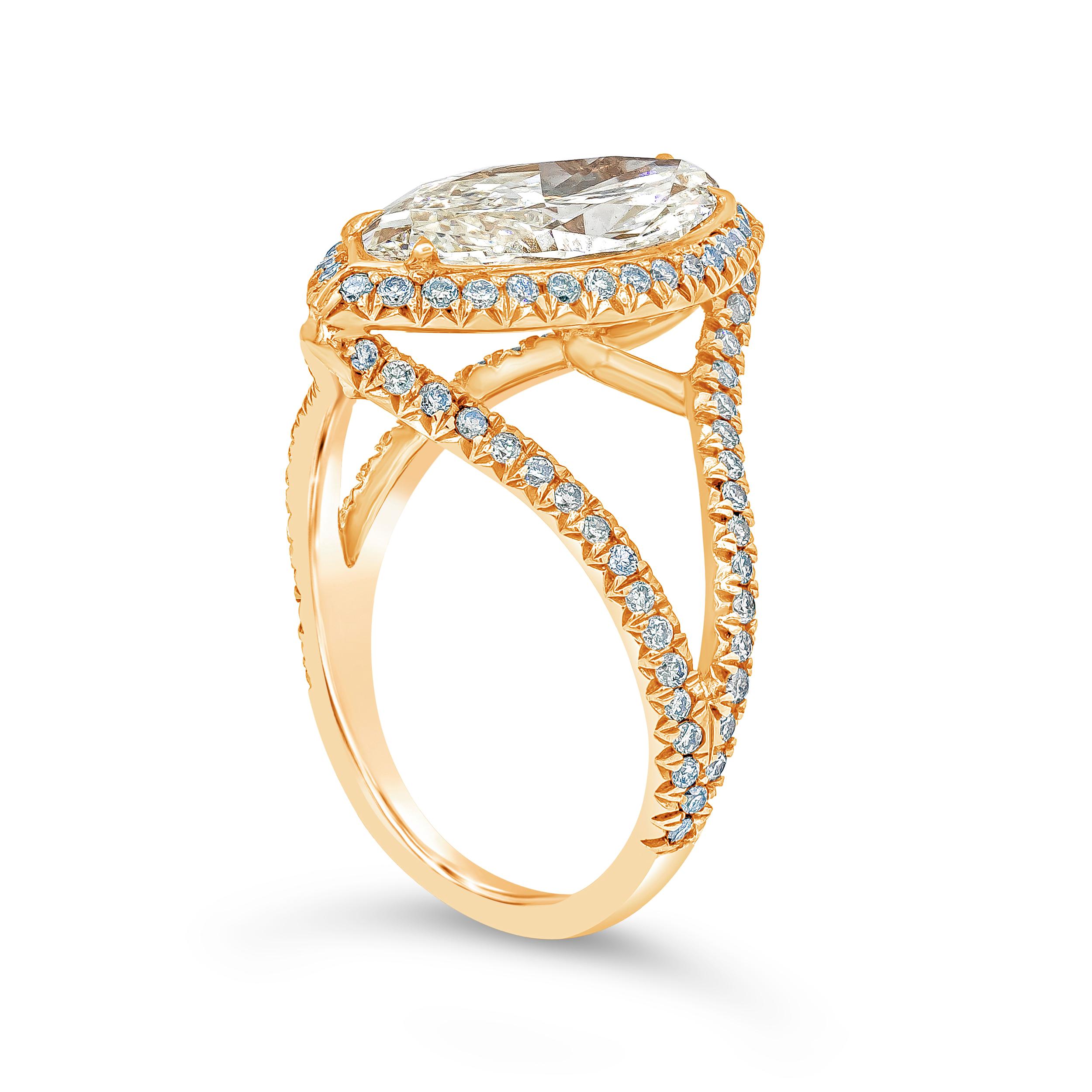 Roman Malakov Verlobungsring aus Roségold mit 3,17 Karat Diamant-Halo im Marquise-Schliff (Zeitgenössisch) im Angebot