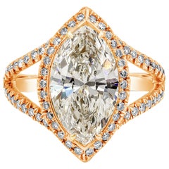 Roman Malakov 3.17 Carats Marquise Cut Diamond Halo Engagement Ring