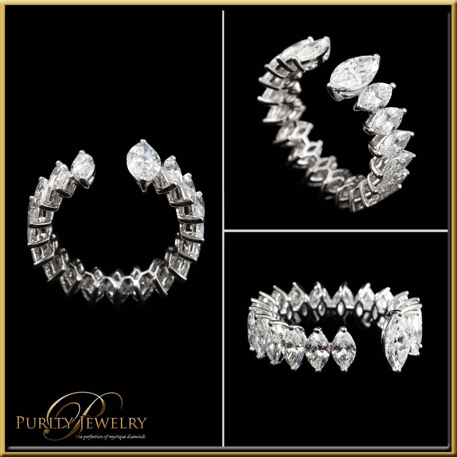 For Sale:  Marquise Cut Diamond Modern Eternity Ring in 18 Karat Gold 4