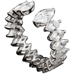 Marquise Cut Diamond Modern Eternity Ring in 18 Karat Gold