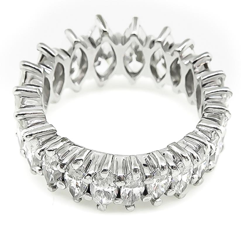 Marquise Cut Diamond Platinum Eternity Ring In Good Condition In New York, NY