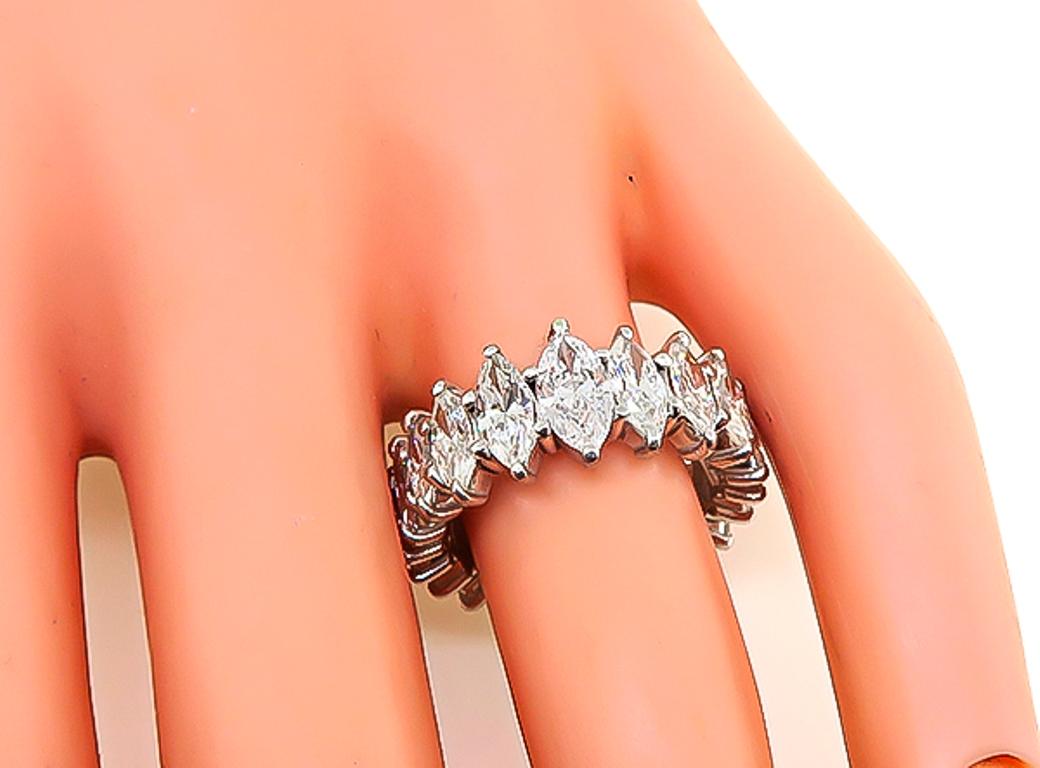 Women's or Men's Marquise Cut Diamond Platinum Eternity Ring