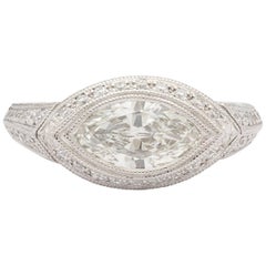 Marquise-Cut Diamond Platinum Pave Set Engagement Ring
