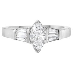 Marquise Cut Diamond Ring 0.93 Carats 18K White Gold