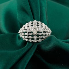 Marquise Cut Diamond Ring in 18K White Gold Openwork Statement Design