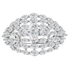 Marquise Cut Diamond Ring in 18K White Gold Openwork Statement Design