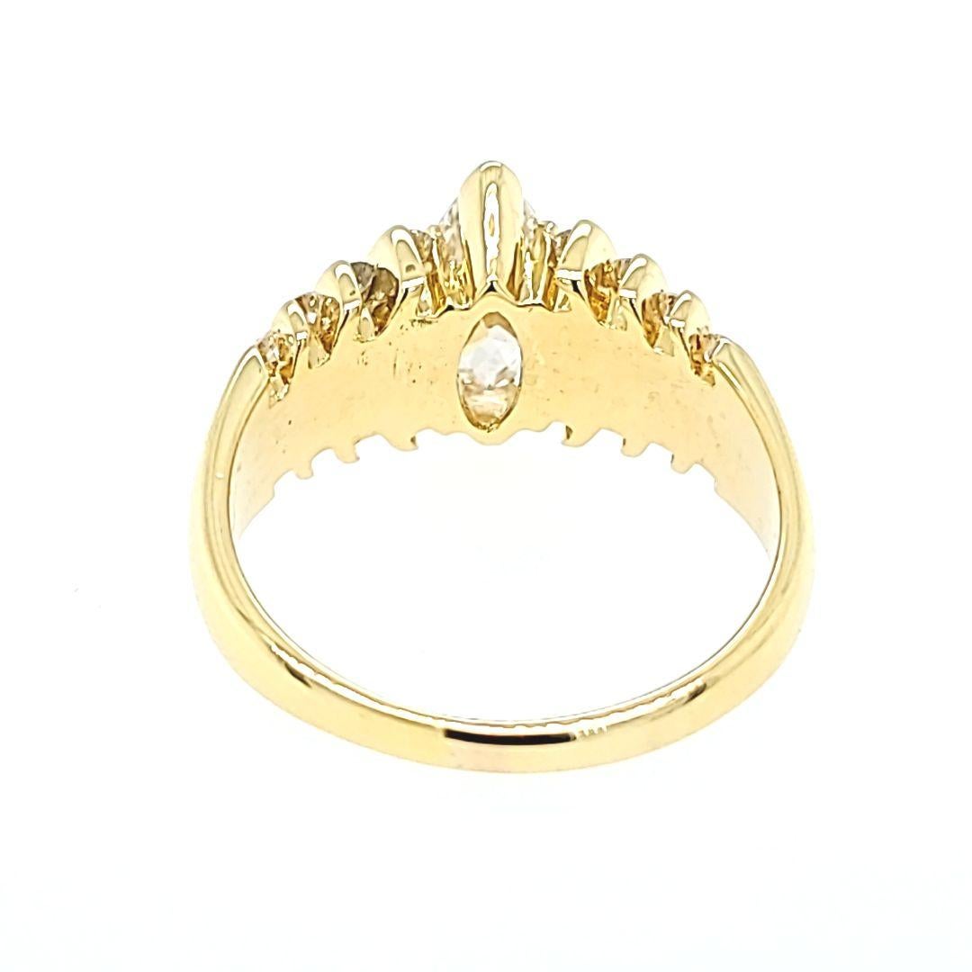 Women's Marquise Cut Diamond Ring in Yellow Gold For Sale