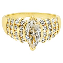 Retro Marquise Cut Diamond Ring in Yellow Gold