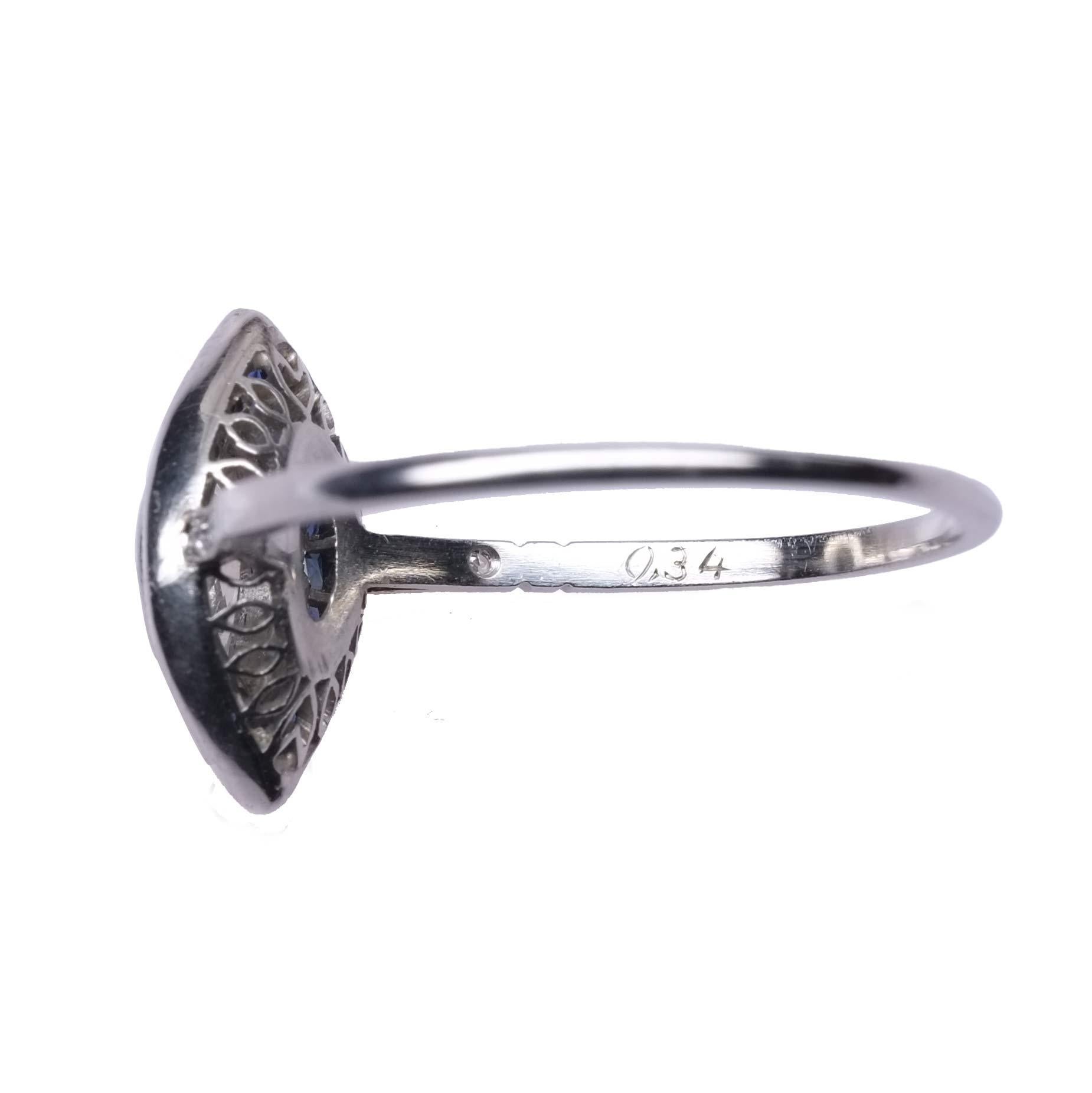 Women's Marquise Cut Diamond Ring with Calibrated Sapphires Platinum