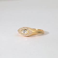 Marquise-Cut Diamond Signet Halo Ring in 18K Yellow Gold - Everyday Boldness.