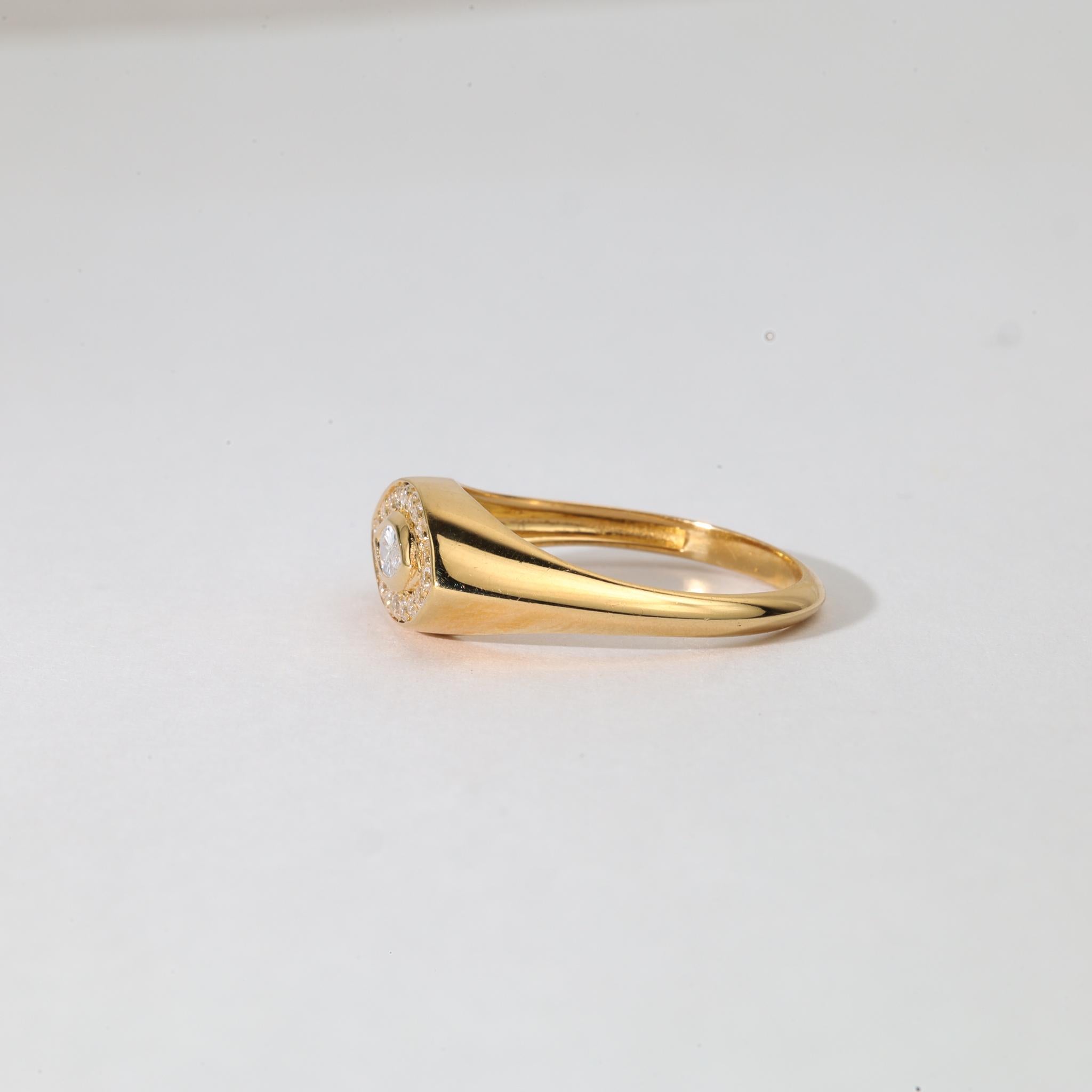 Marquise-Cut Diamond Signet Halo Ring in 18K Yellow Gold - Everyday Boldness. For Sale 1