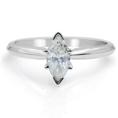 Marquise Cut Diamond Solitaire Engagement Ring 14K White Gold 0.62cttw