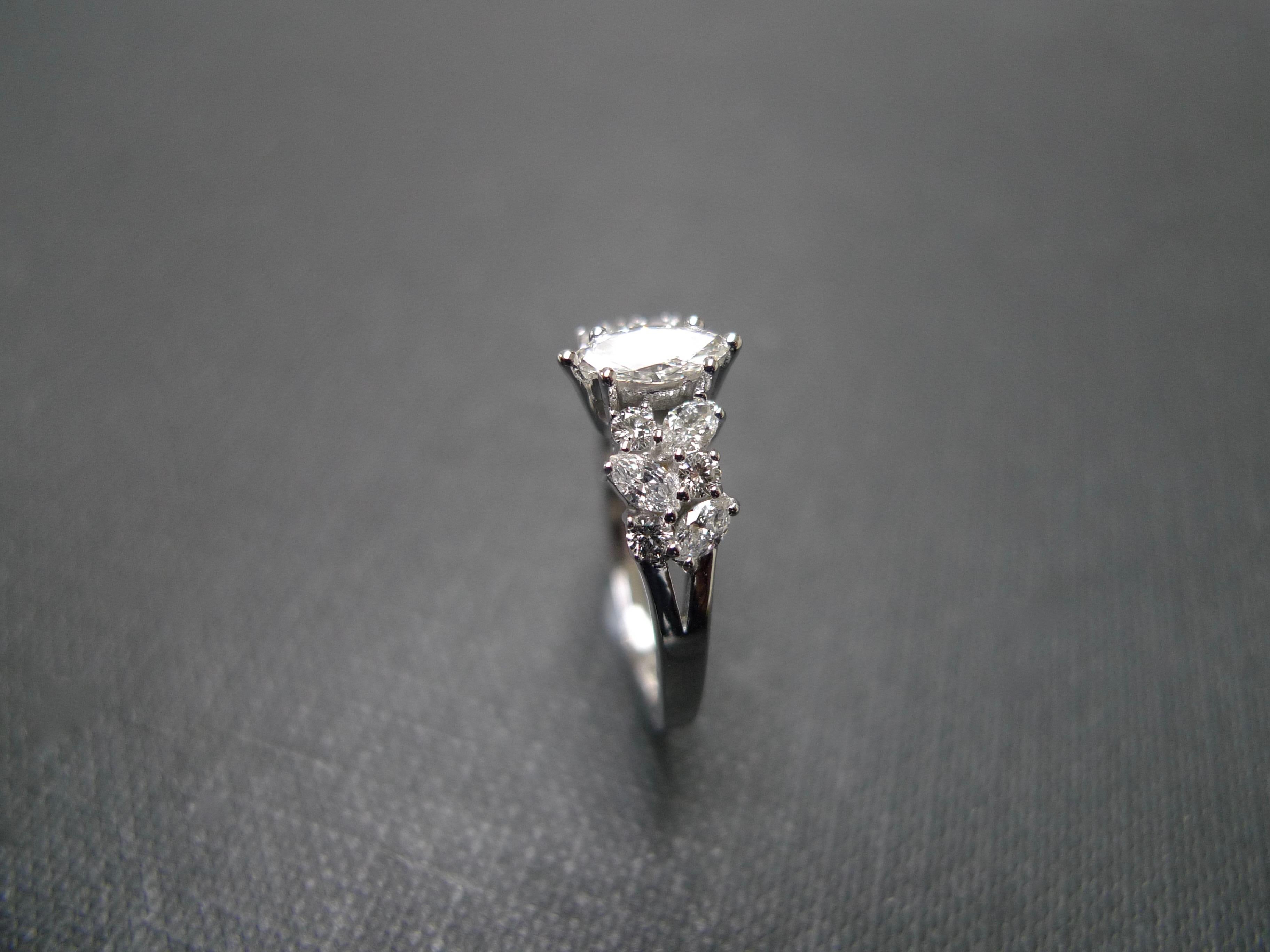 For Sale:  Marquise Cut Diamond Unique Engagement Ring in 18K White Gold with GIA Certified 14