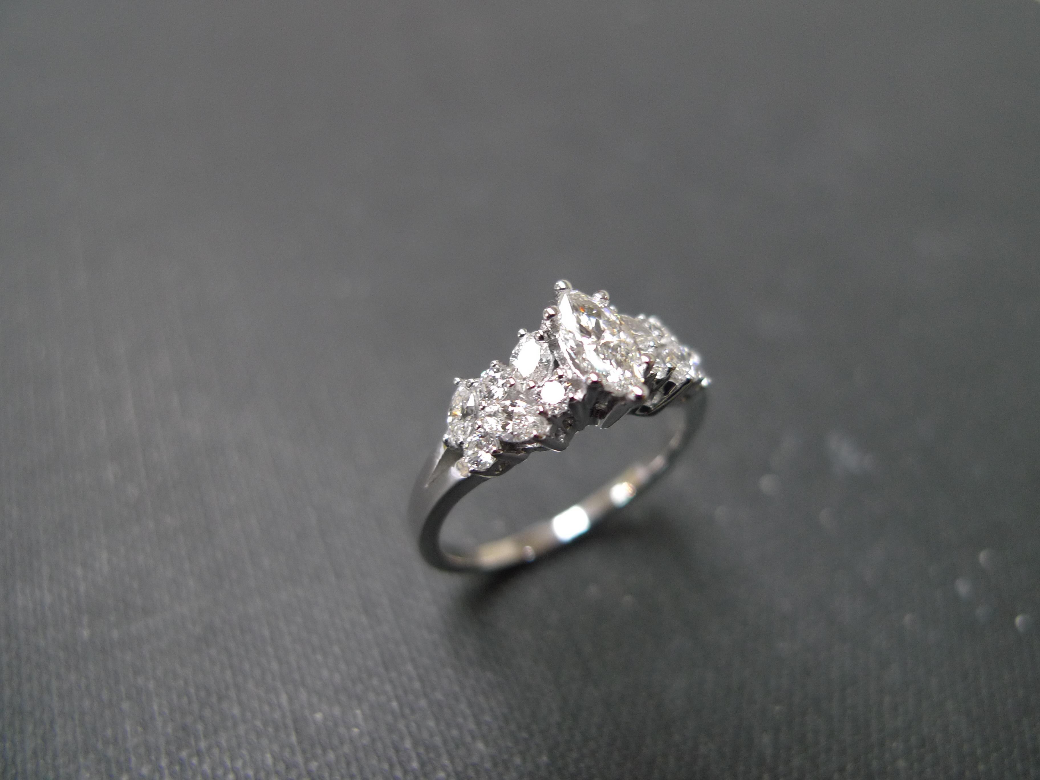 For Sale:  Marquise Cut Diamond Unique Engagement Ring in 18K White Gold with GIA Certified 2