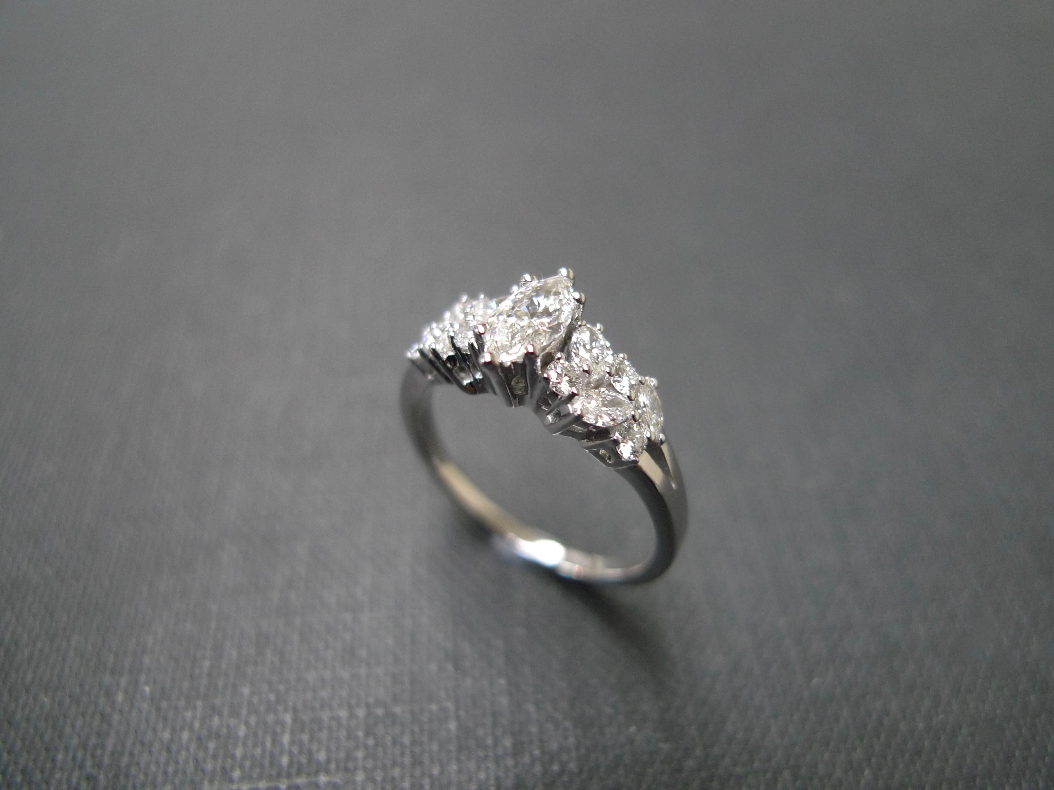 For Sale:  Marquise Cut Diamond Unique Engagement Ring in 18K White Gold with GIA Certified 4