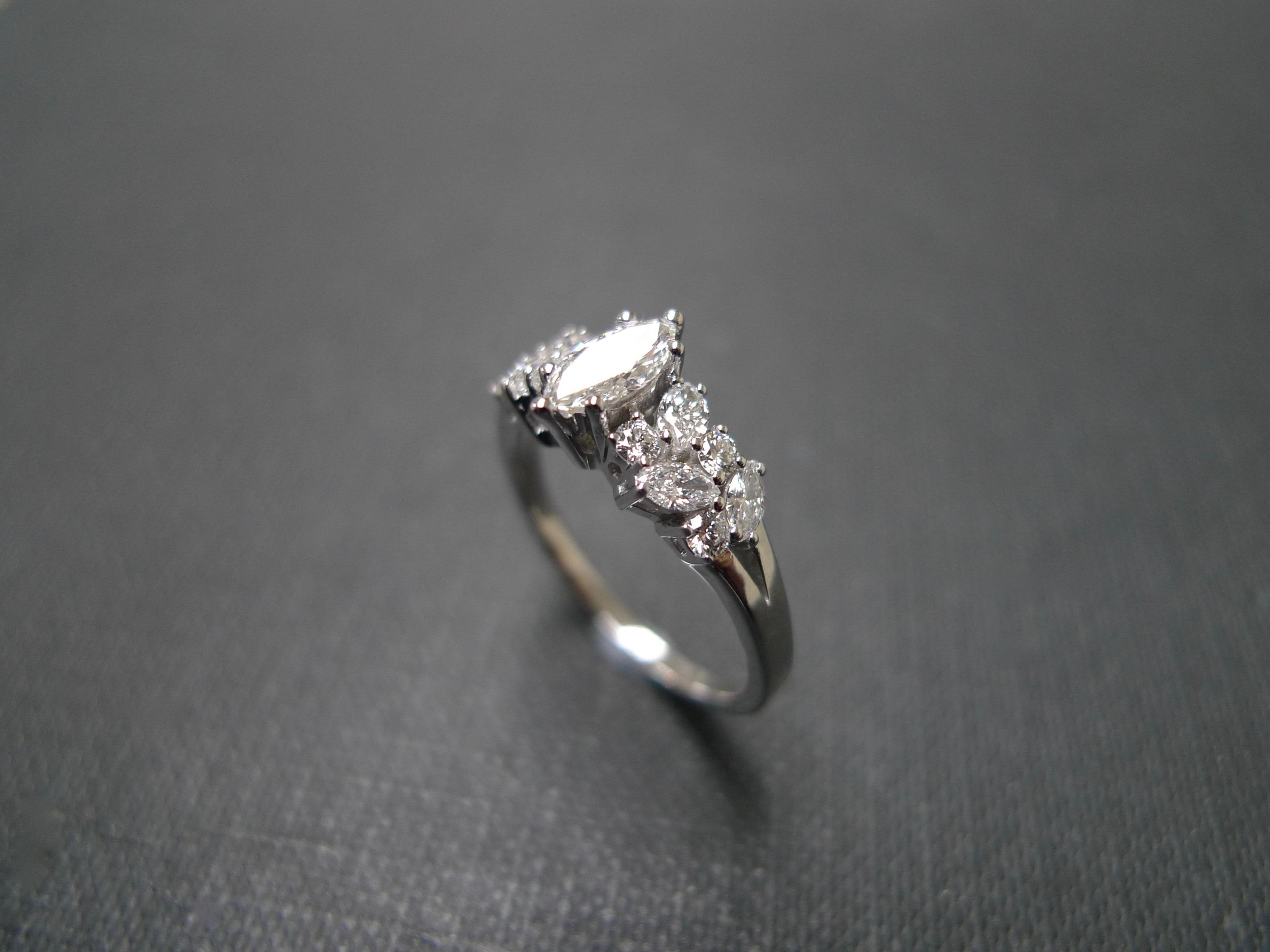 For Sale:  Marquise Cut Diamond Unique Engagement Ring in 18K White Gold with GIA Certified 6