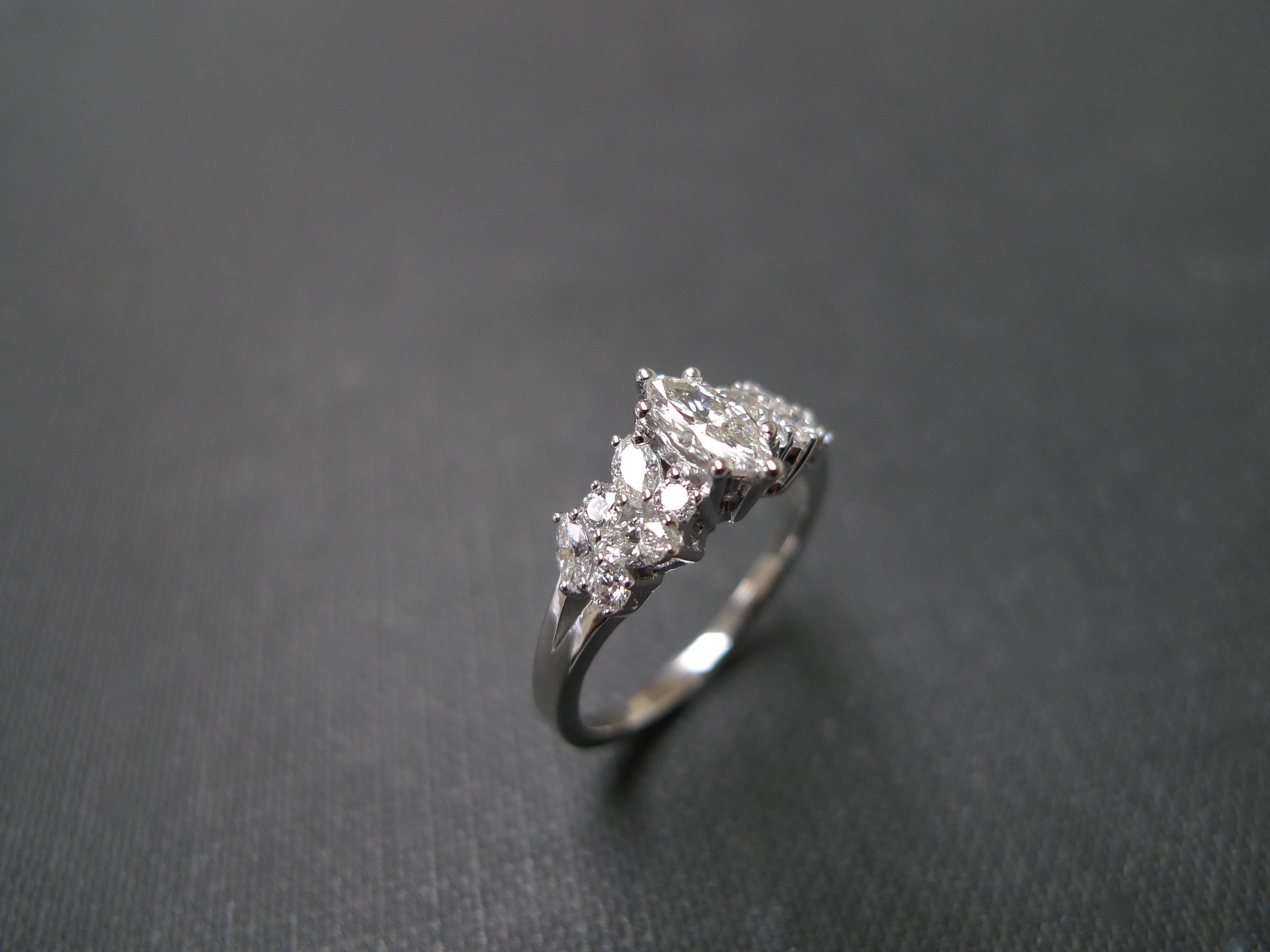 For Sale:  Marquise Cut Diamond Unique Engagement Ring in 18K White Gold with GIA Certified 7