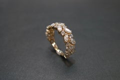 Marquise Cut Diamond Unique Half Eternity Wedding Ring in 18k Yellow Gold
