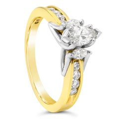 0.32 Carat Marquise Cut Diamond Engagement Ring in Yellow Gold & Platinum