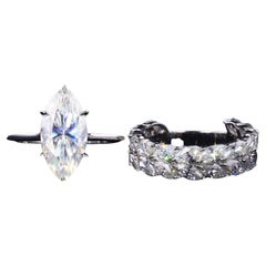 Verlobungsring mit Diamanten im Marquiseschliff, Vintage-Diamant-Set