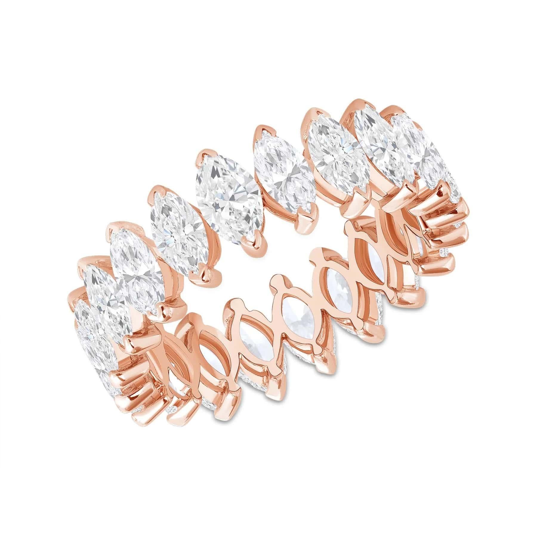For Sale:  Marquise Cut Diamond 14K Yellow Gold Eternity Band Ring 3