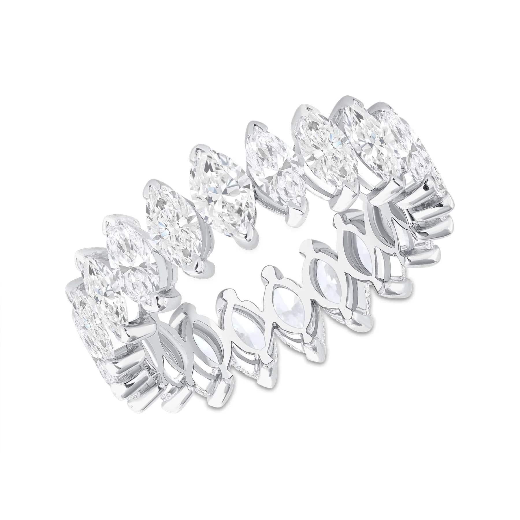 For Sale:  Marquise Cut Diamond 14K Yellow Gold Eternity Band Ring 4
