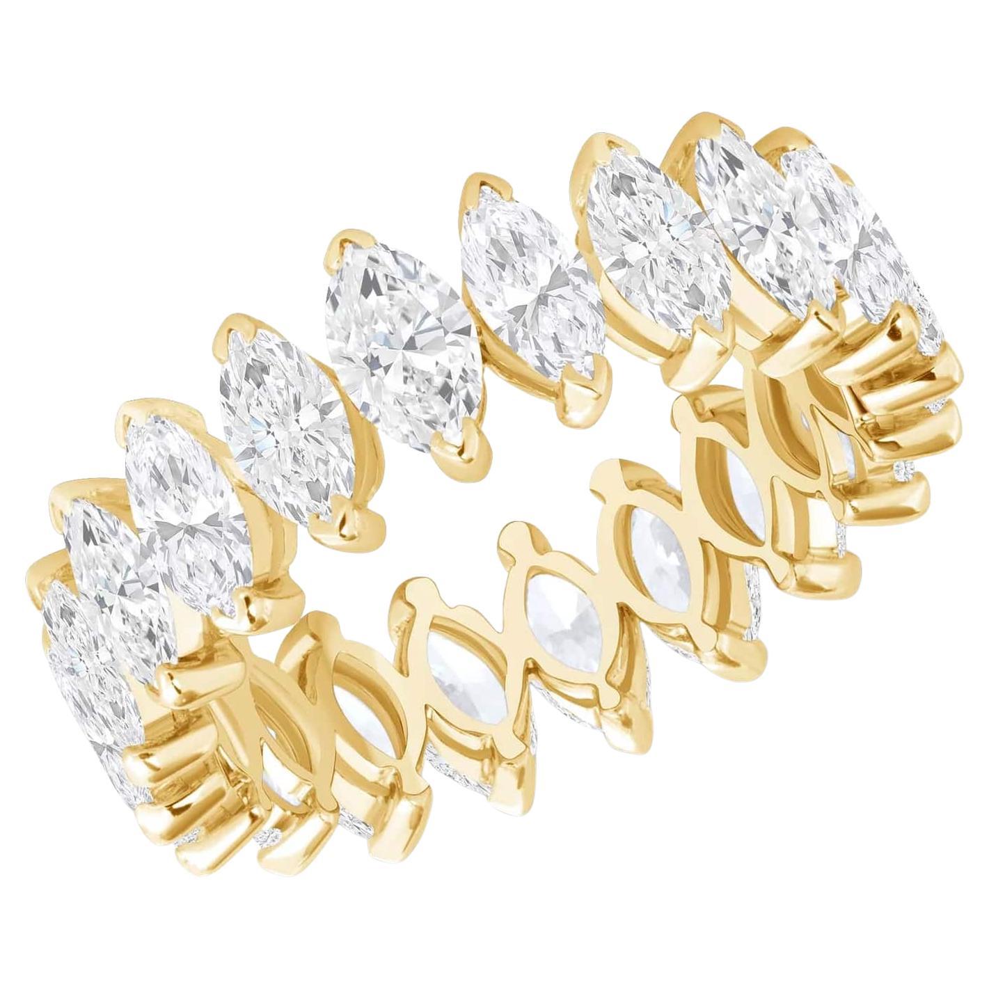 Marquise Cut Diamond 14K Yellow Gold Eternity Band Ring