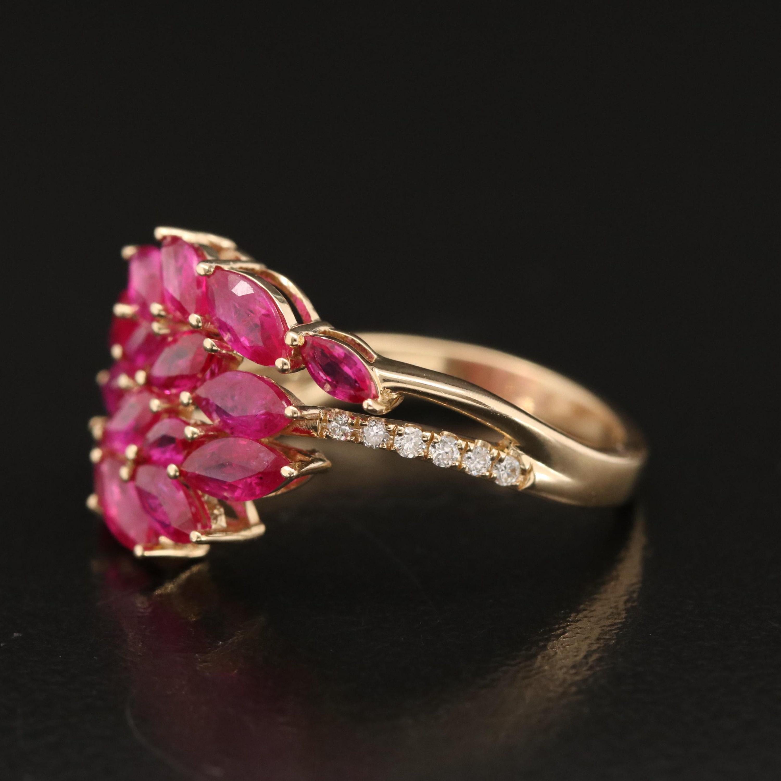 For Sale:  Antique Art Deco Style Marquise Cut 1.42 Carat Natural Ruby Diamond Fashion Ring 2