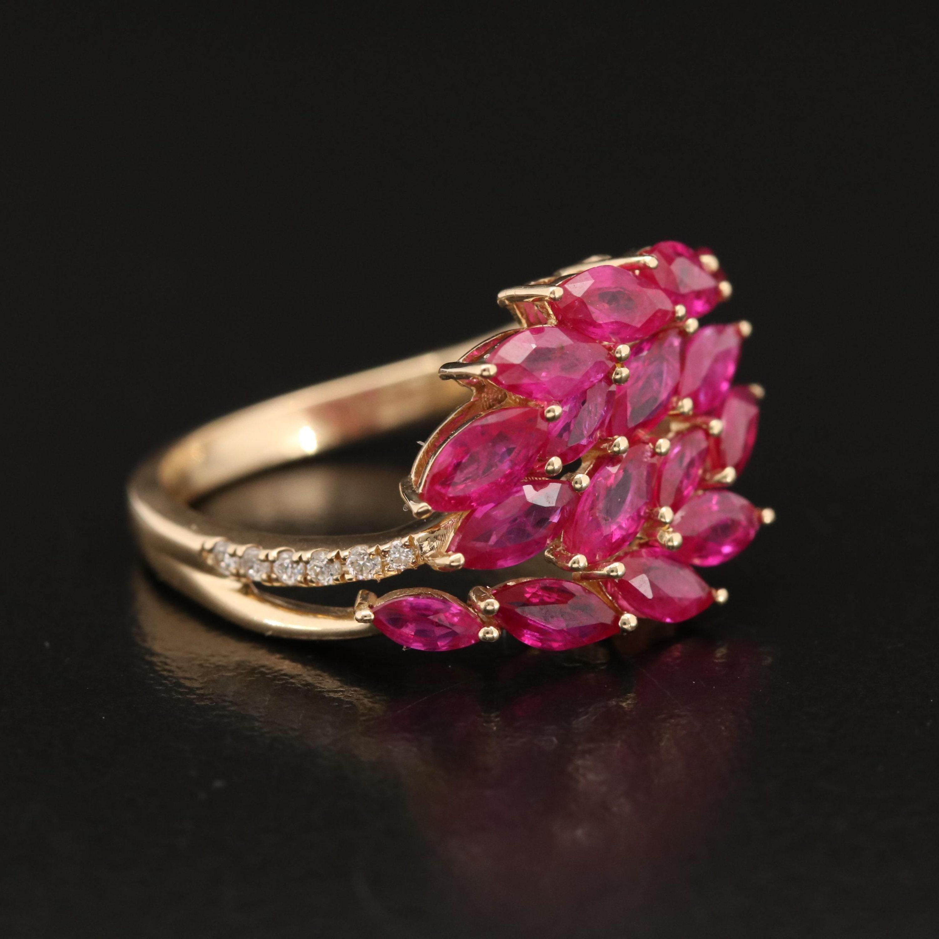 For Sale:  Antique Art Deco Style Marquise Cut 1.42 Carat Natural Ruby Diamond Fashion Ring 3