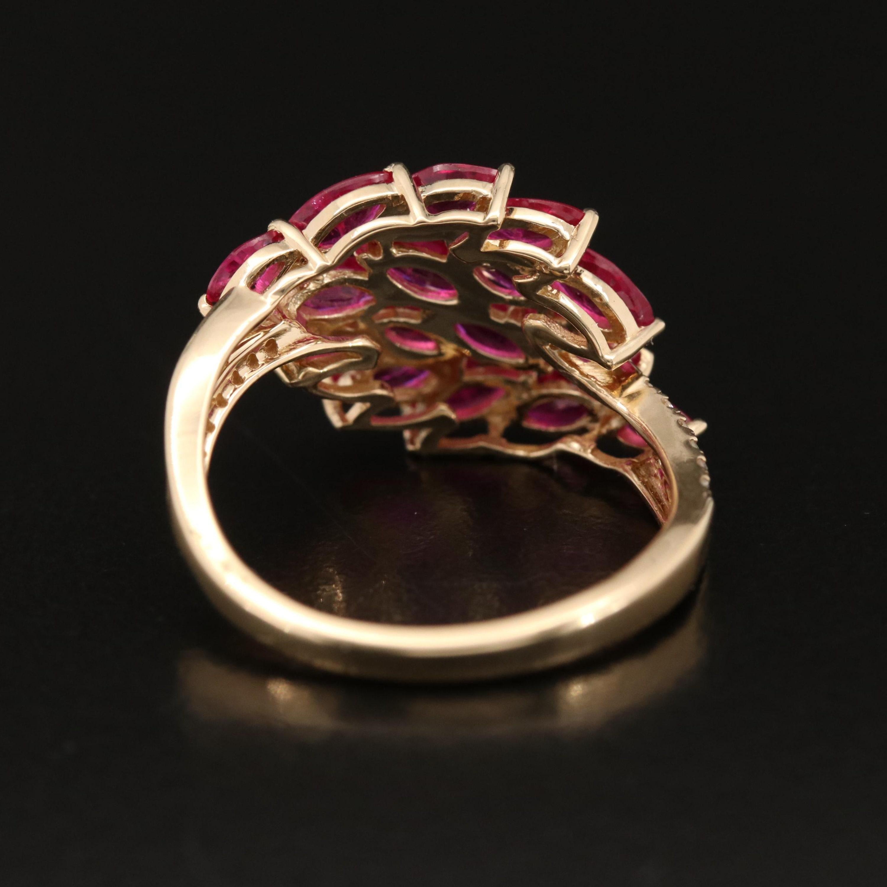 For Sale:  Antique Art Deco Style Marquise Cut 1.42 Carat Natural Ruby Diamond Fashion Ring 4