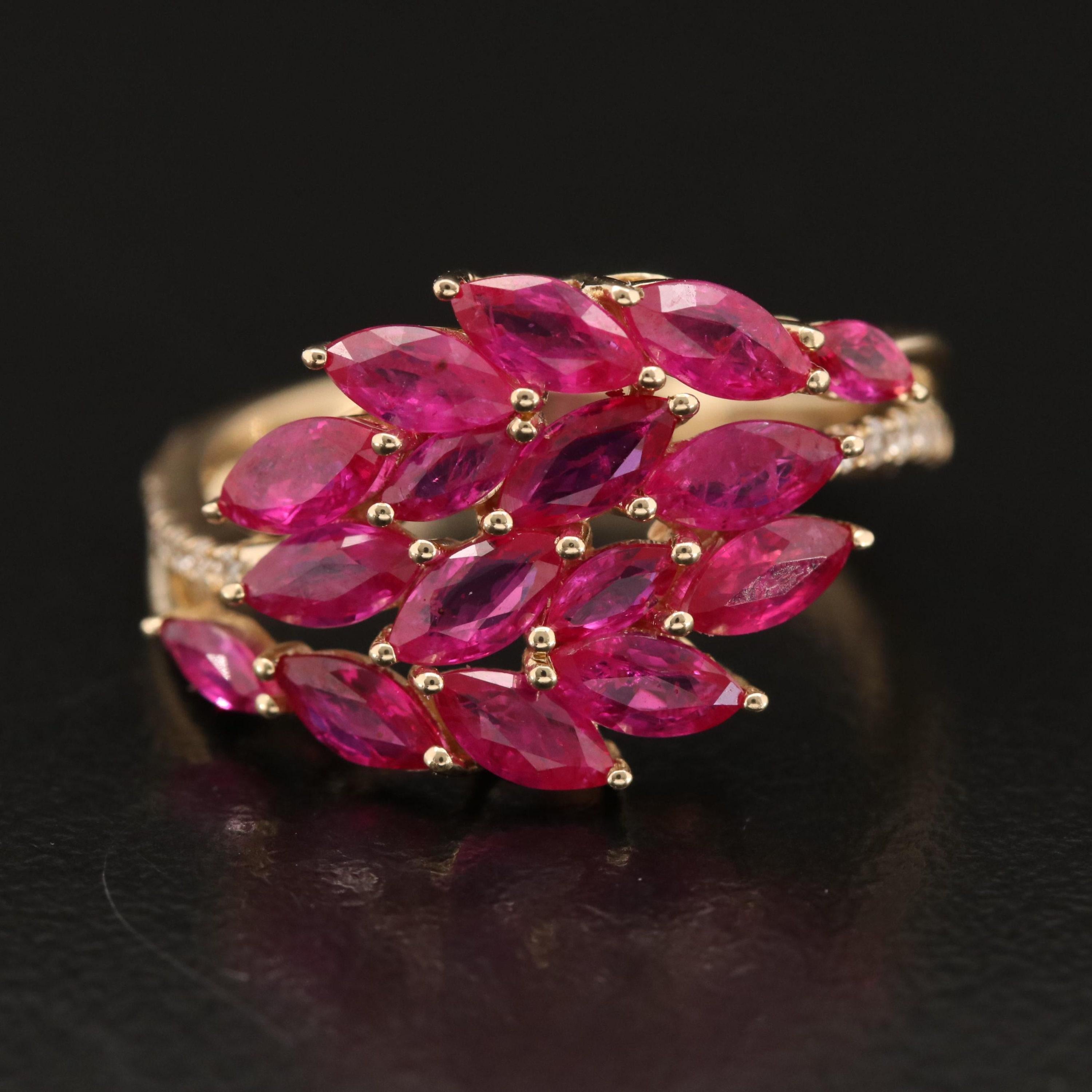 For Sale:  Antique Art Deco Style Marquise Cut 1.42 Carat Natural Ruby Diamond Fashion Ring 6