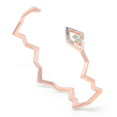 Marquise Cut Green Amethyst Enamel 18K Rose Gold Cobra Bangle