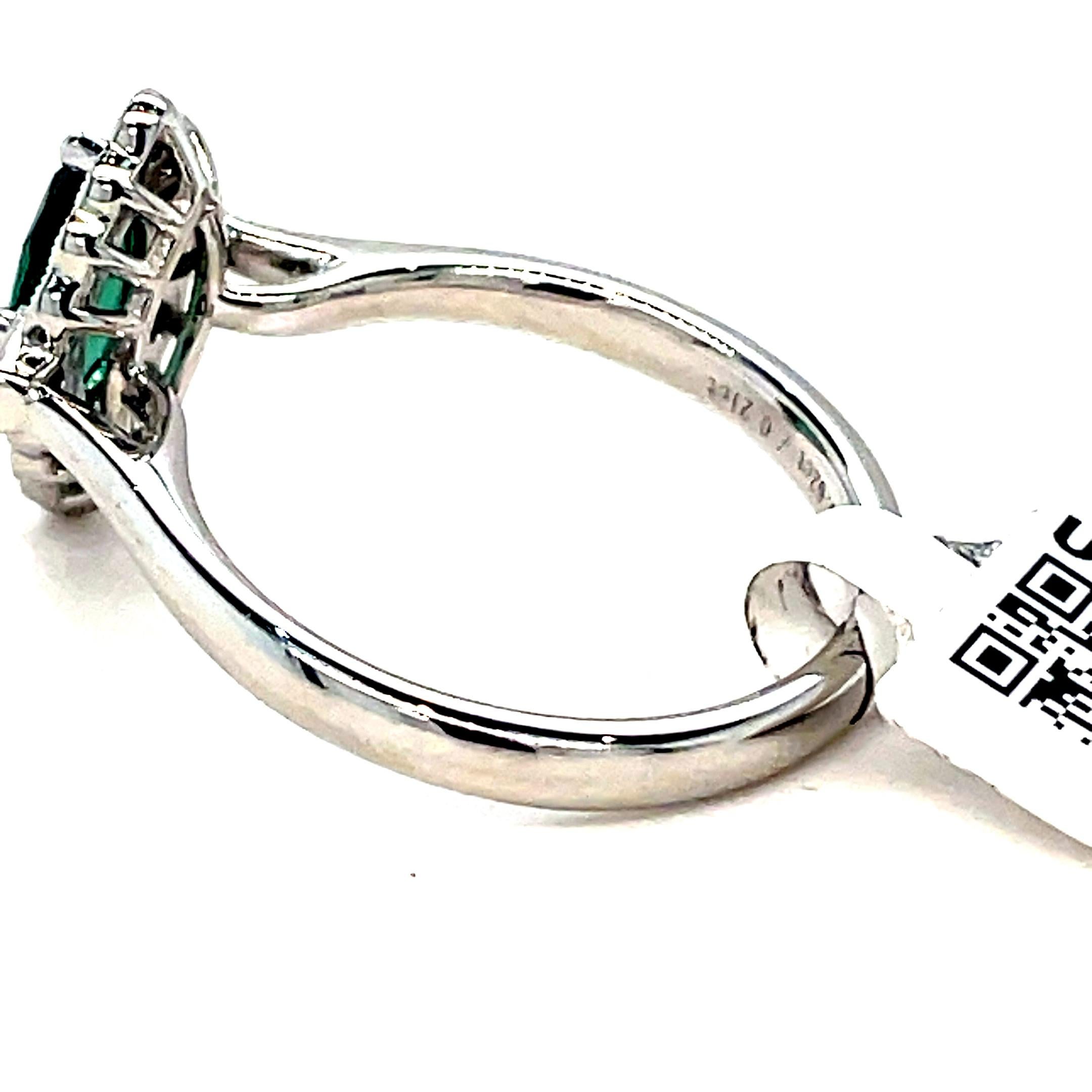 Round Cut Marquise Cut Green Sapphire Halo Diamond Ring For Sale