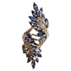 Marquise Cut Iolite Sapphire 
Ruby Ring Size 6.5