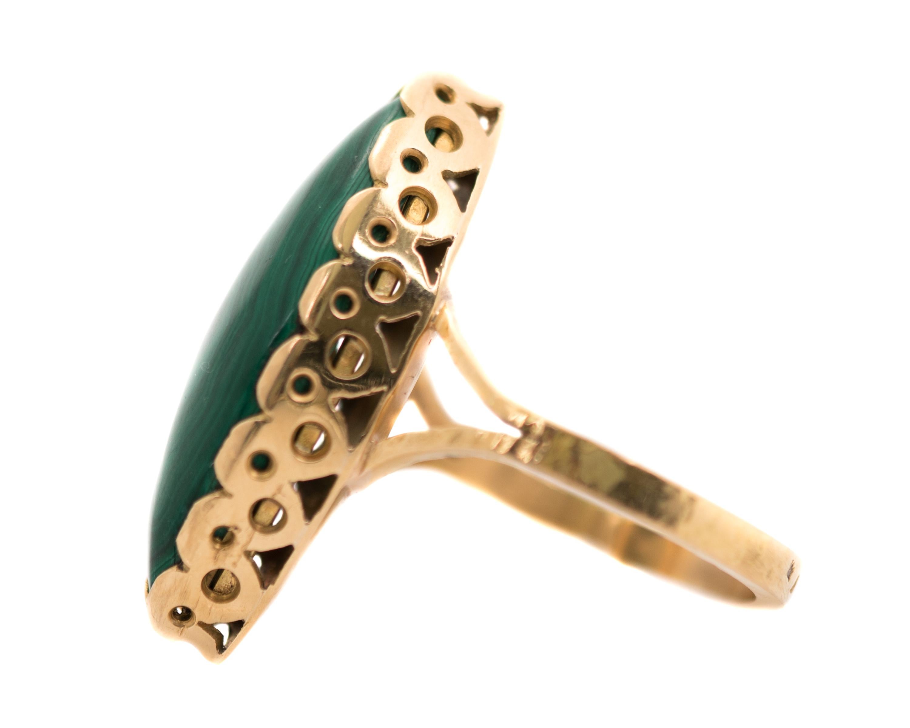 malachite and gold ring