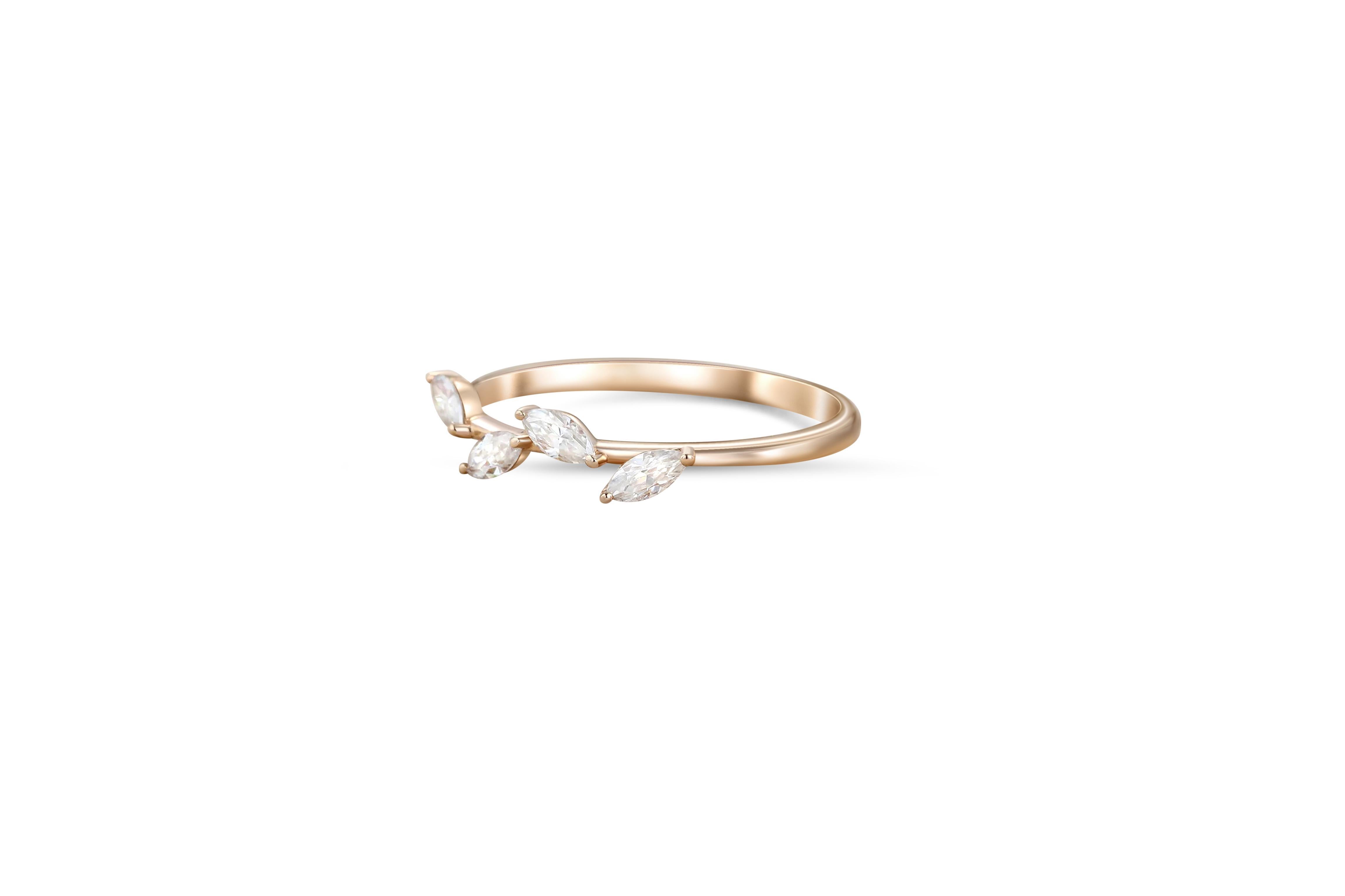 Marquise Cut Moissanite Engagement 14k gold Ring 2