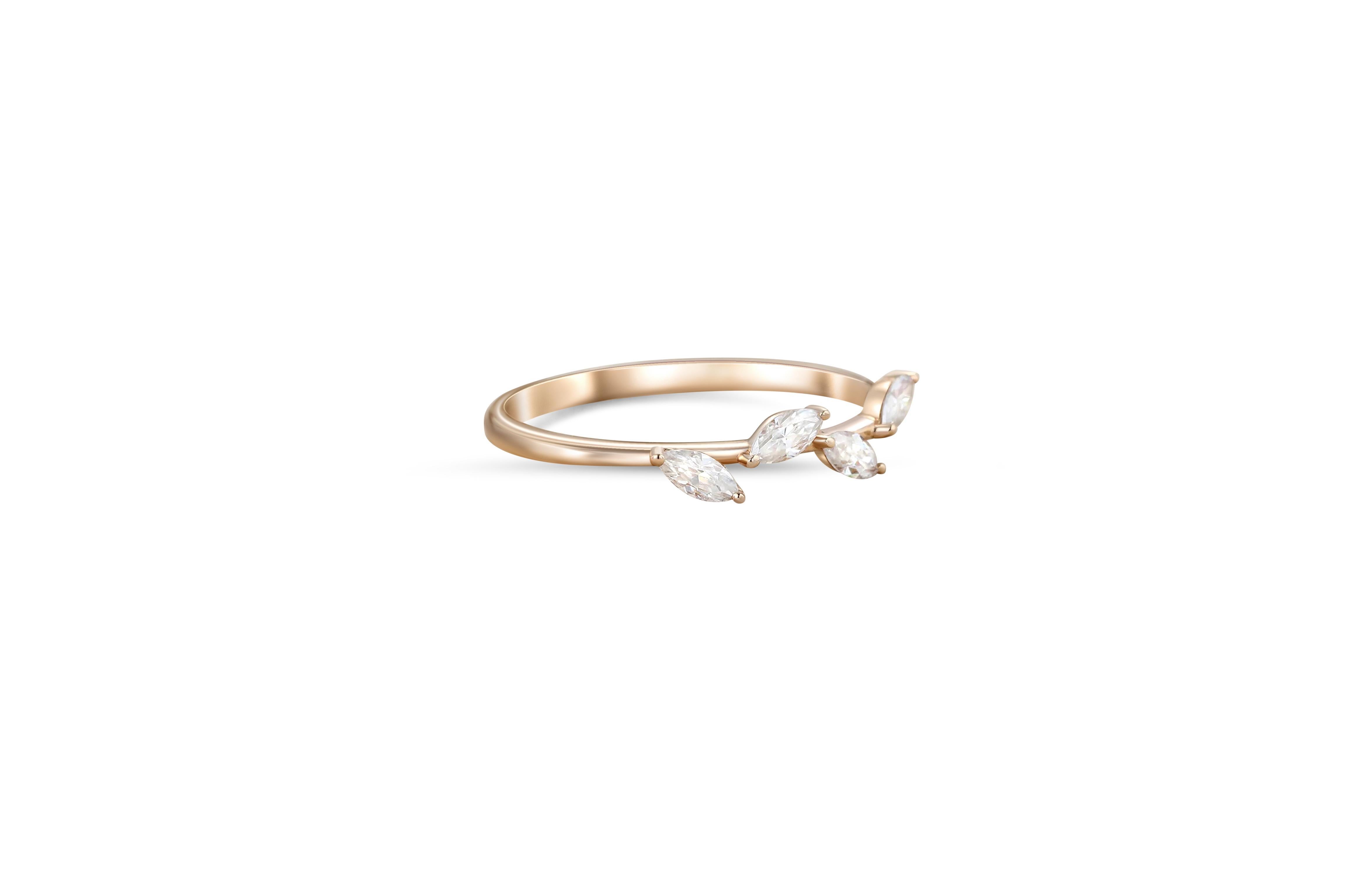 For Sale:  Marquise Cut Moissanite Engagement 14k gold Ring 3