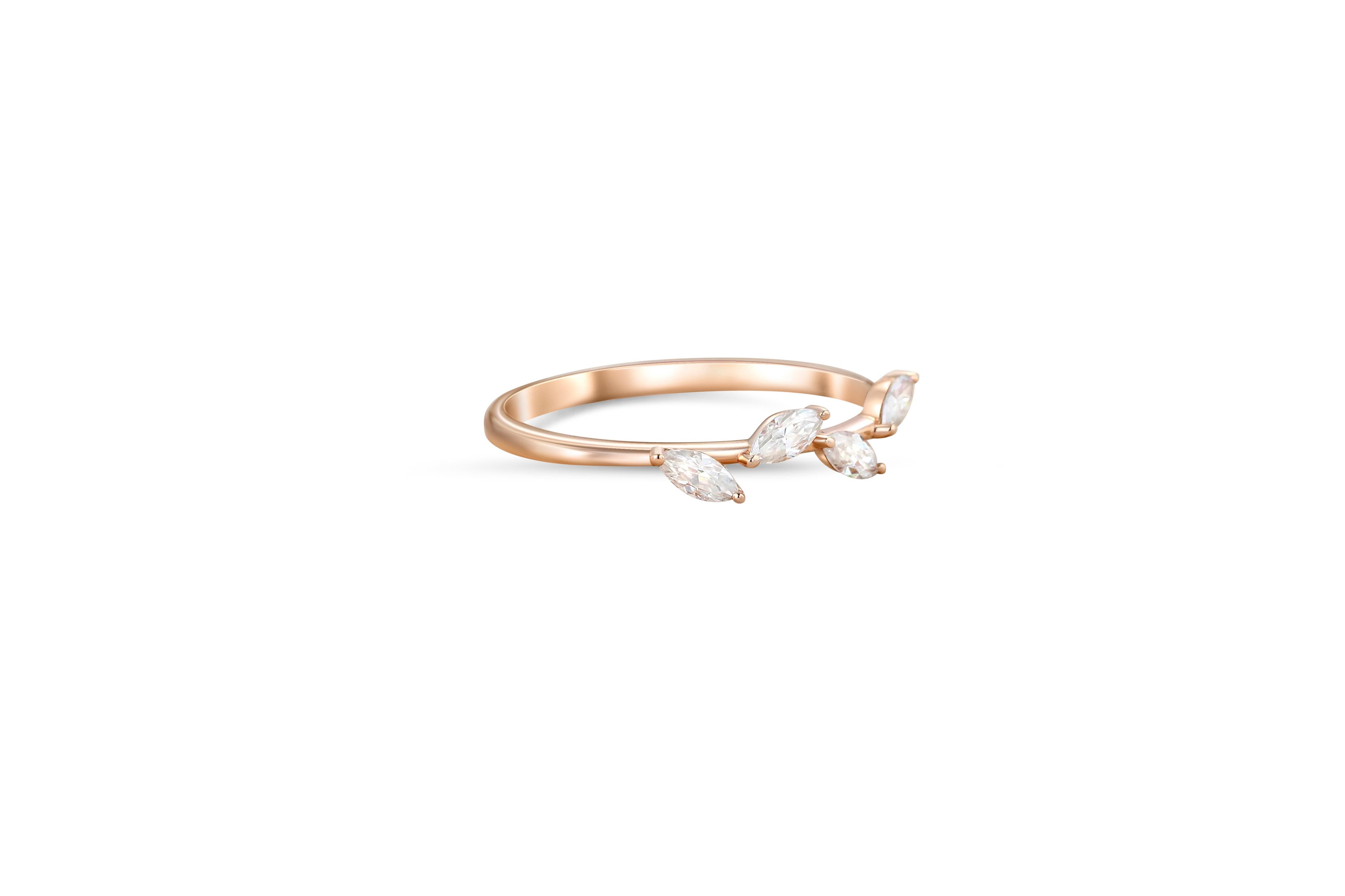 Marquise Cut Moissanite Engagement 14k gold Ring. In New Condition For Sale In Istanbul, TR