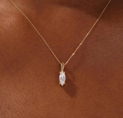 Marquise Cut Moissanite Necklace 925 Sterling Silver Solitaire Pendant Necklace