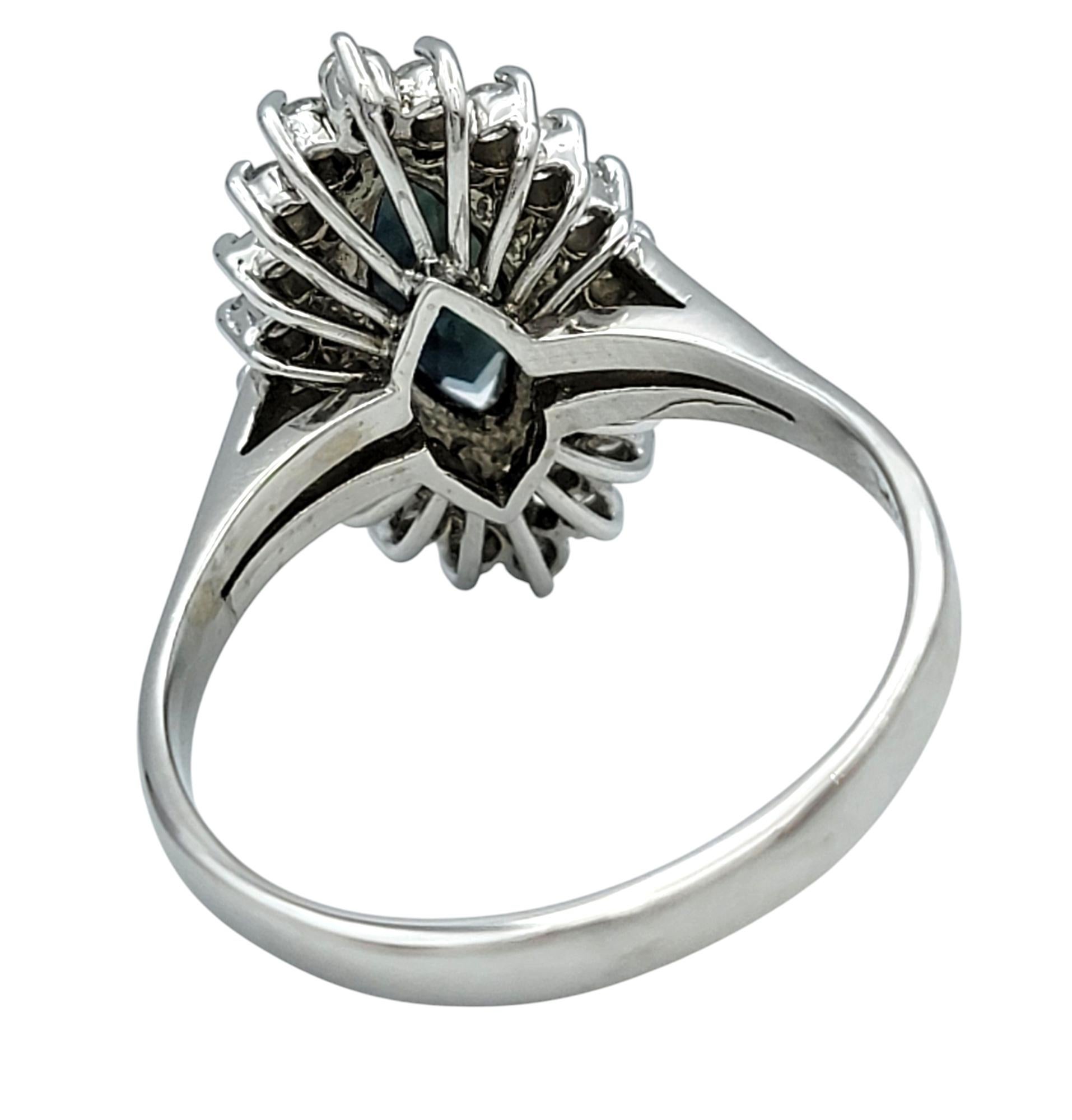 Marquise Cut Montana Sapphire and Diamond Cocktail Ring in 14 Karat White Gold For Sale 1