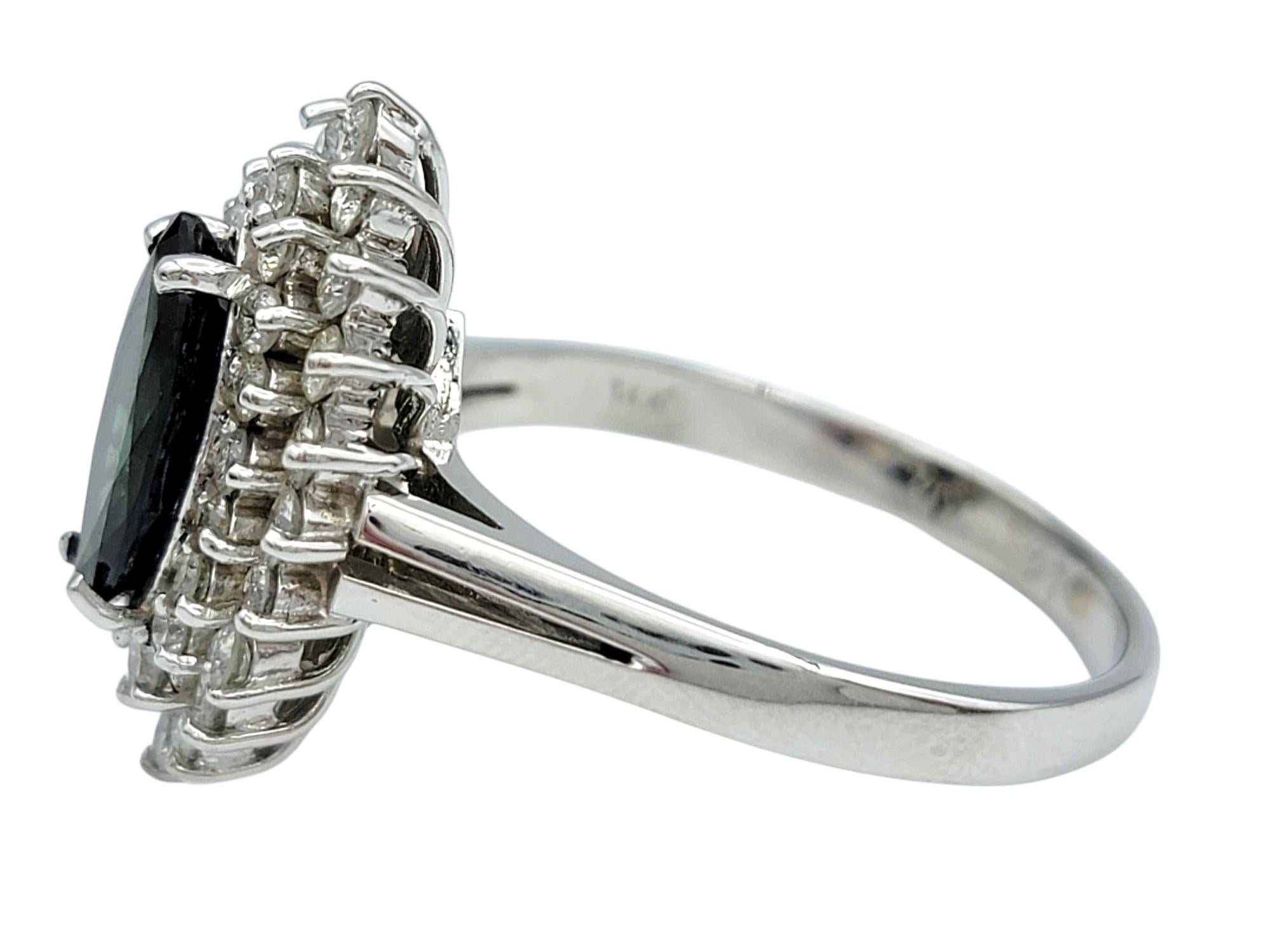 Marquise Cut Montana Sapphire and Diamond Cocktail Ring in 14 Karat White Gold For Sale 2