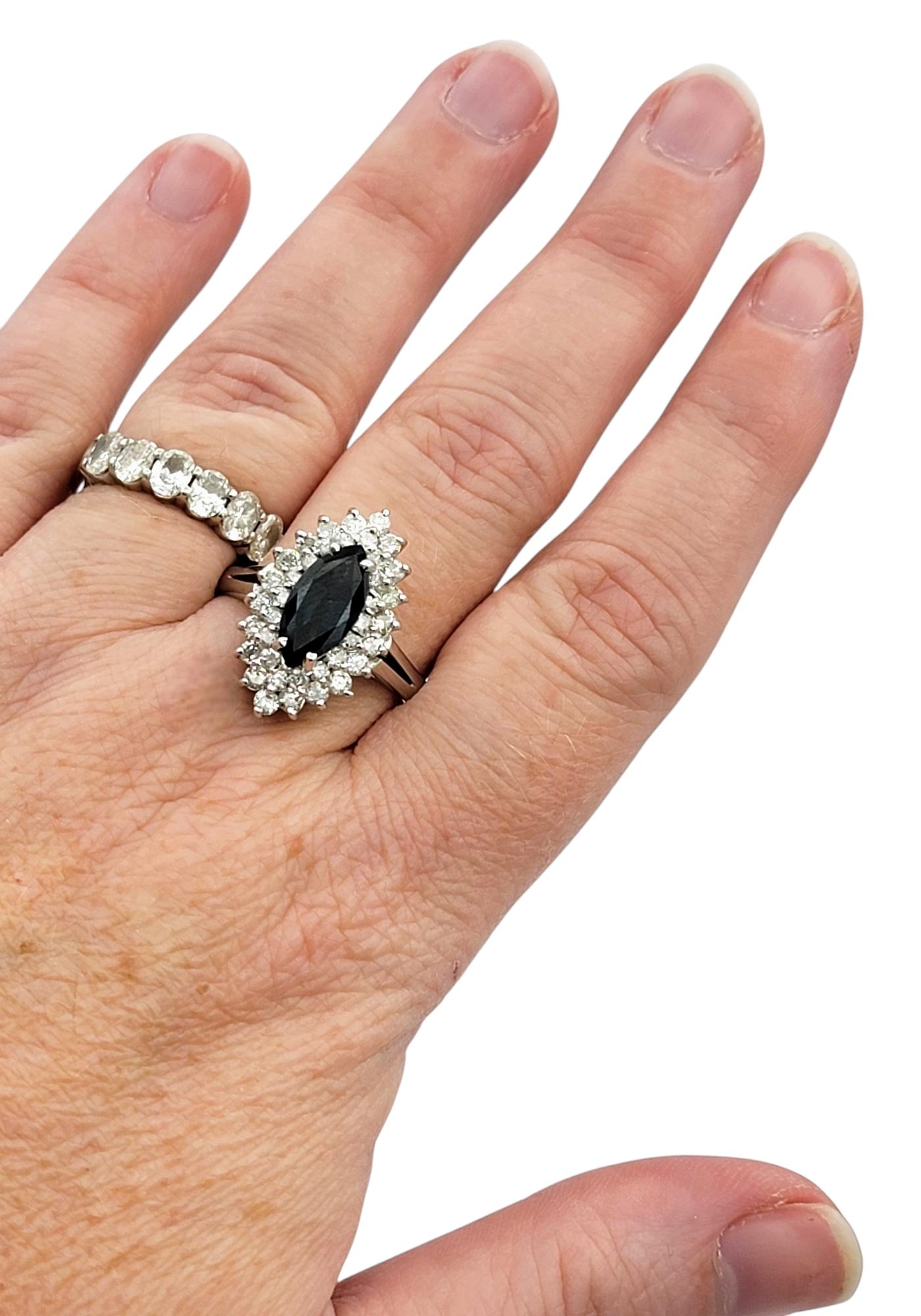 Marquise Cut Montana Sapphire and Diamond Cocktail Ring in 14 Karat White Gold For Sale 4