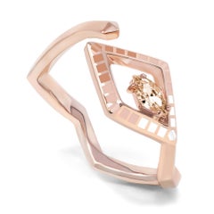 Anello Cobra in oro rosa 18k con smalto e morganite taglio marquise