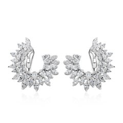 Orecchini a cerchio con diamante naturale taglio marquise da 6,68 carati in oro bianco massiccio 18 carati