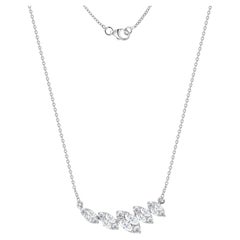 18K White Gold 0.95ct Natural Diamond Leaf Cluster Necklace, Cocktail Party Gift