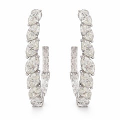 Naturdiamant-Creolen, 1,69 Karat, Marquise-Schliff, 18 Karat Weißgold